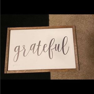 "Grateful" Sign. 2Ft x 1ft 4inches. Framed in wood